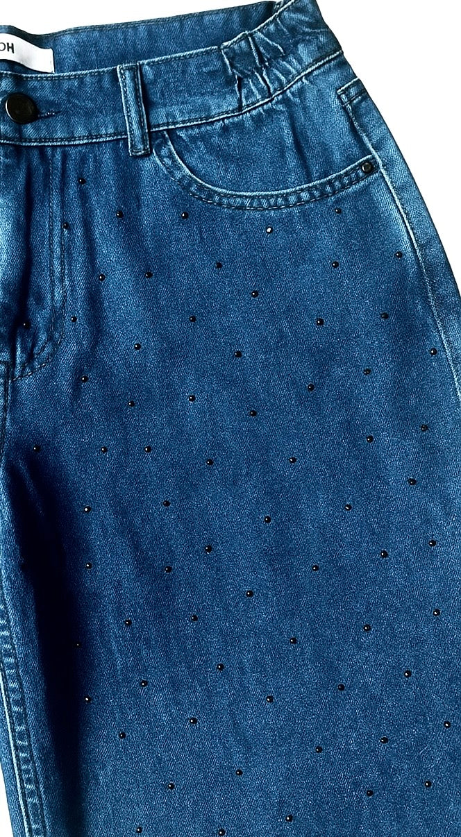Ladies Wide Leg with black stones.