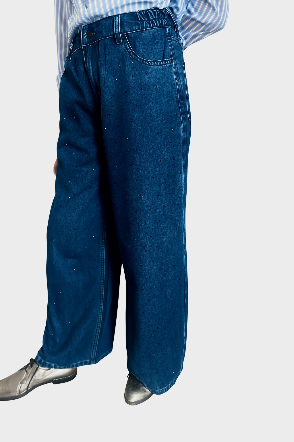 Ladies Wide Leg with black stones.