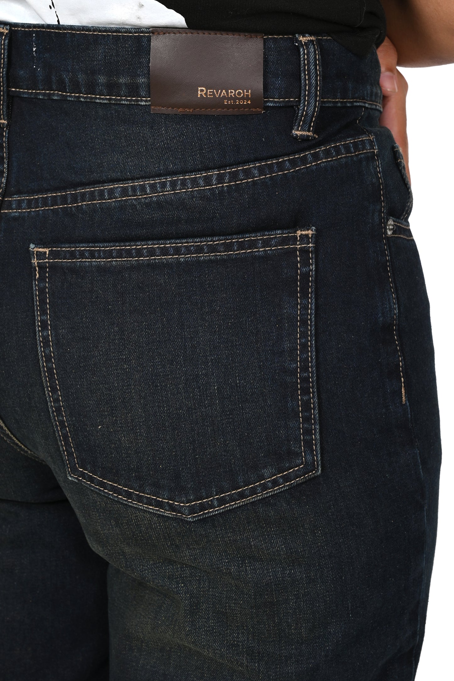 Ladies Wide-Leg Vintage Wash Denim jeans with Fold