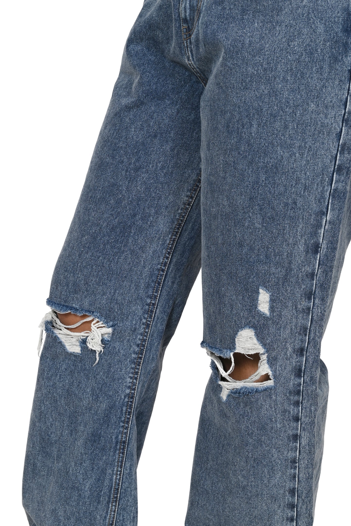 Ladies’ Wide-Leg Acid Wash Ripped Denim