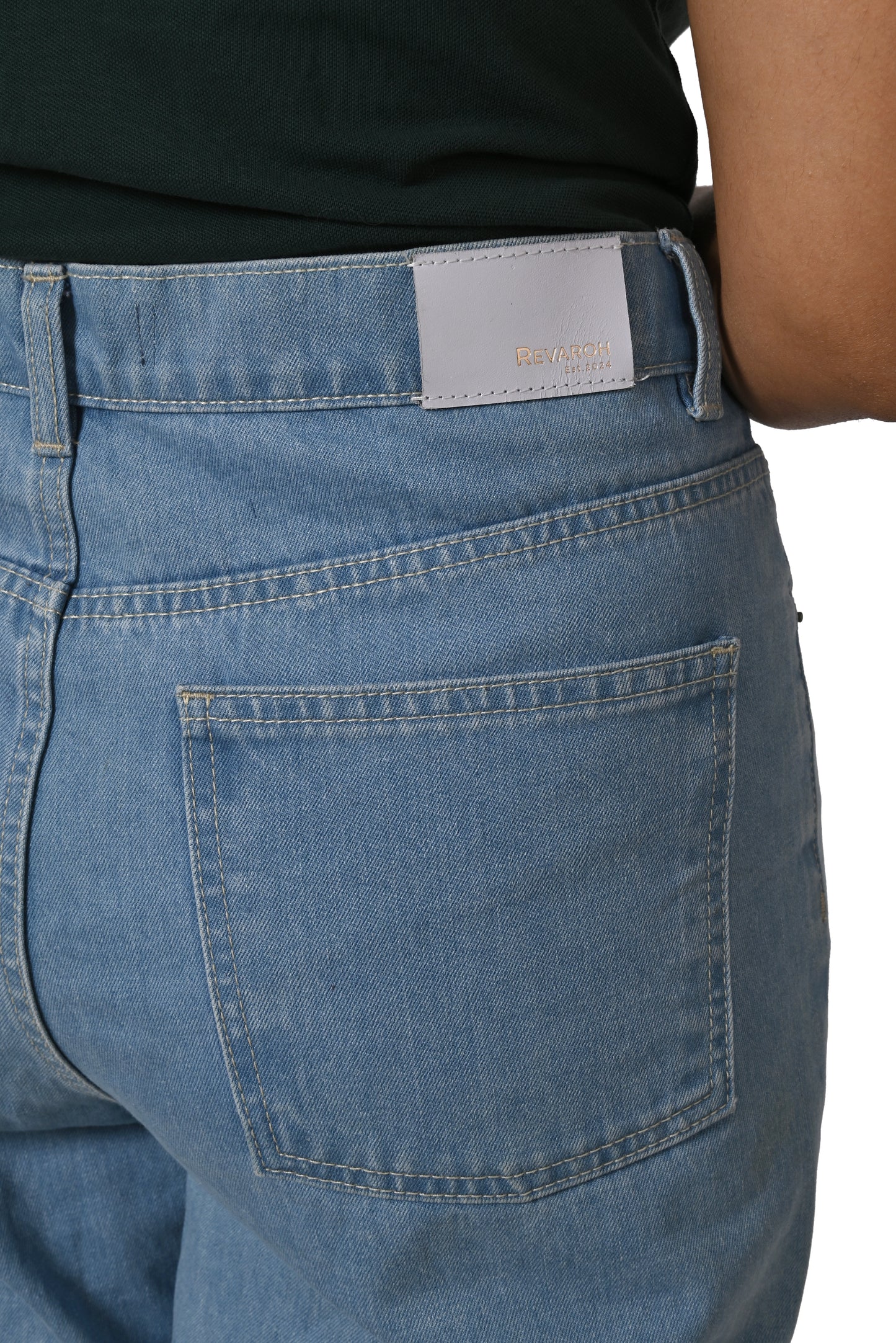Ladies’ Wide-Leg Light Wash Jeans – Folded Bottom