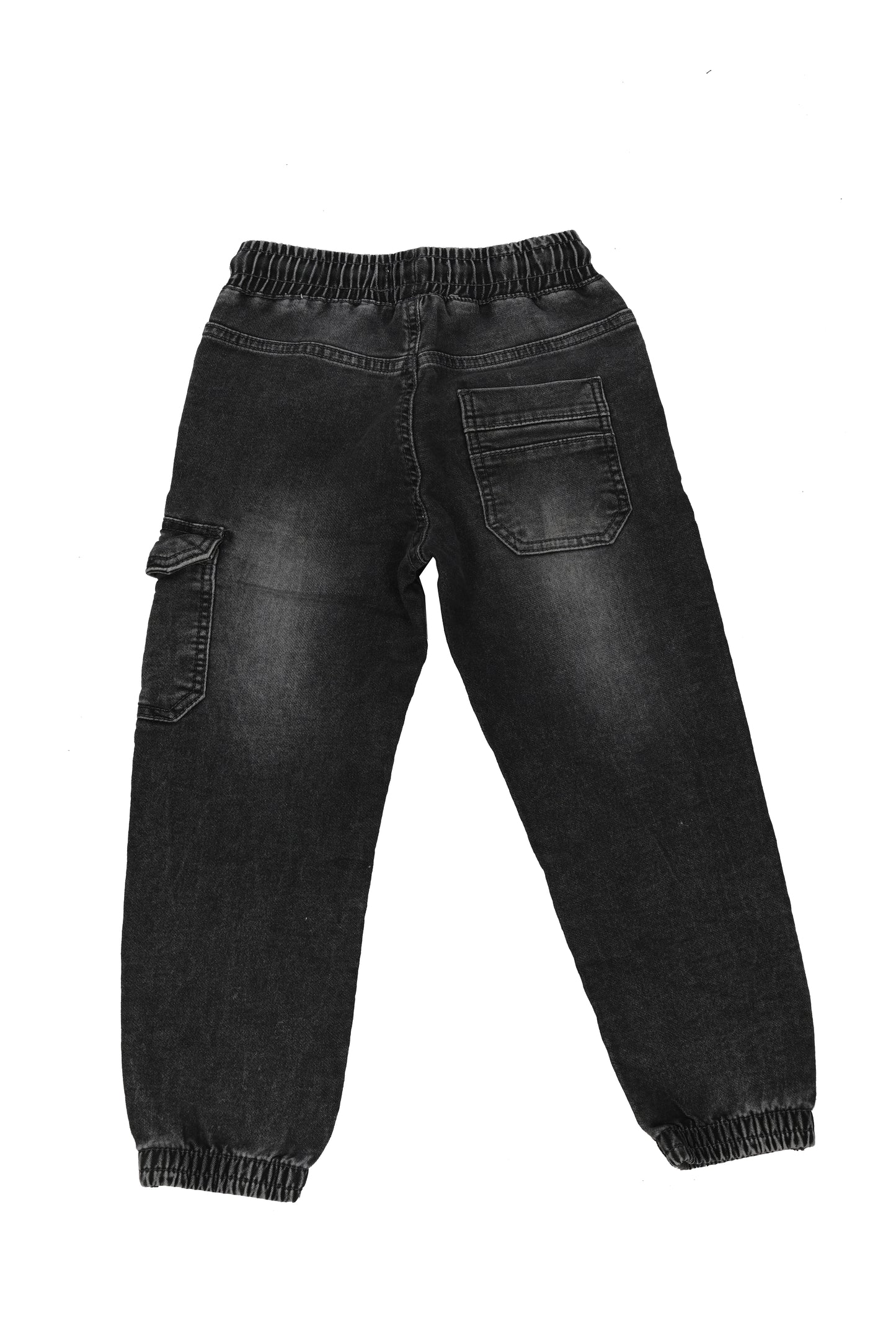 Kids' Black Cargo Knitted (Dobby) Denim Jeans