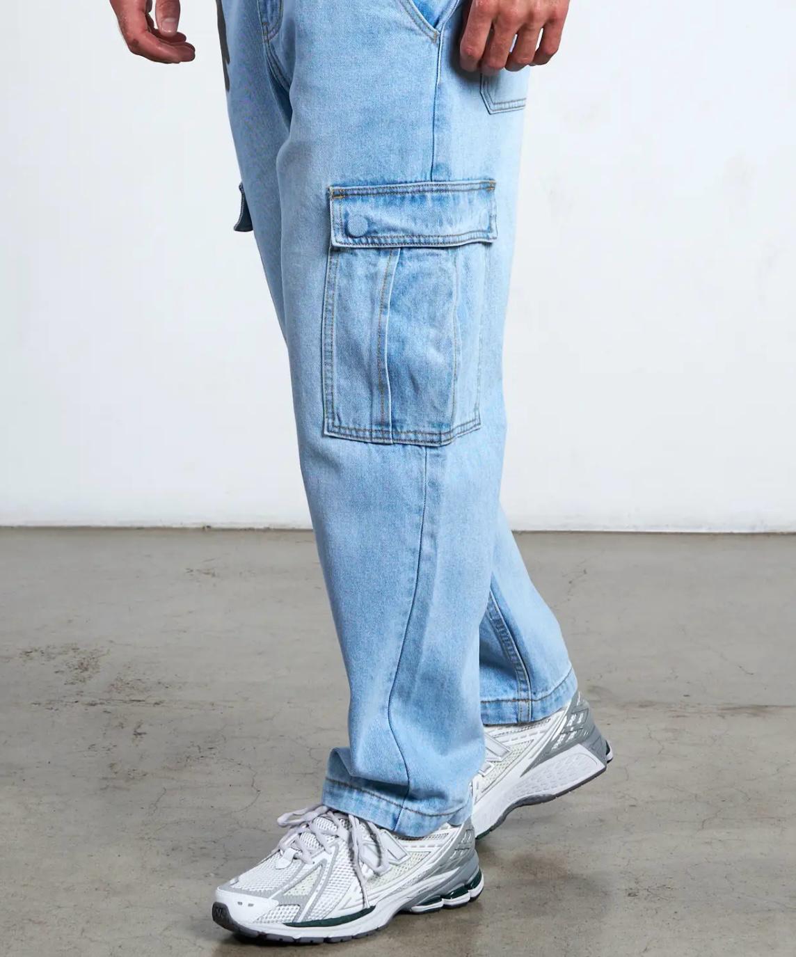 Men’s Light Blue Stretch Cargo Jeans