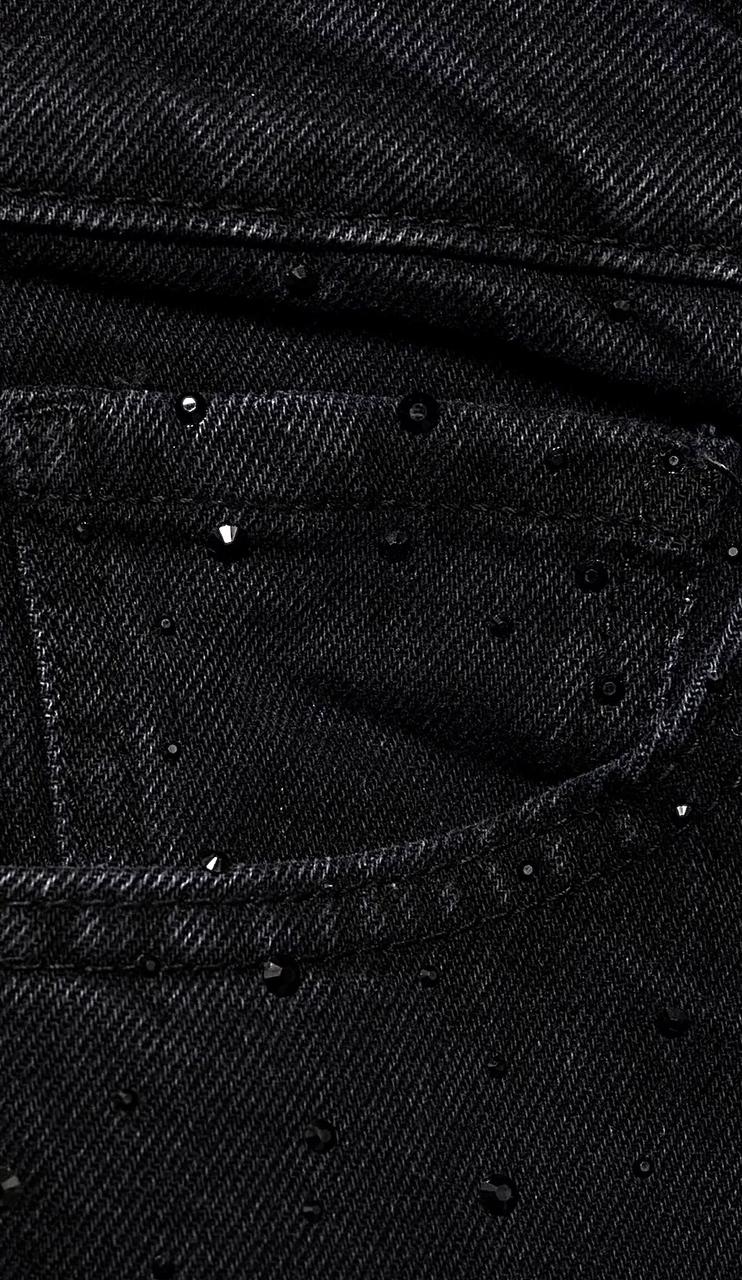 Black Overall Stones Straight Fit Pant
