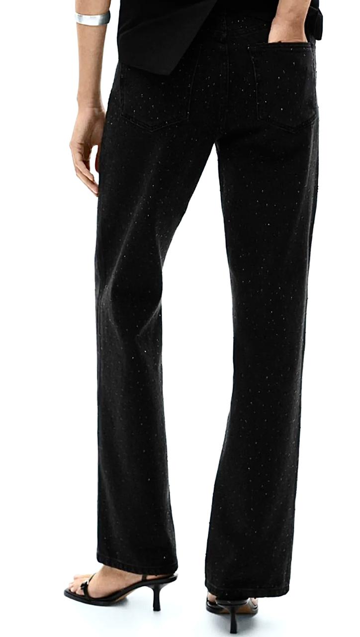 Black Overall Stones Straight Fit Pant