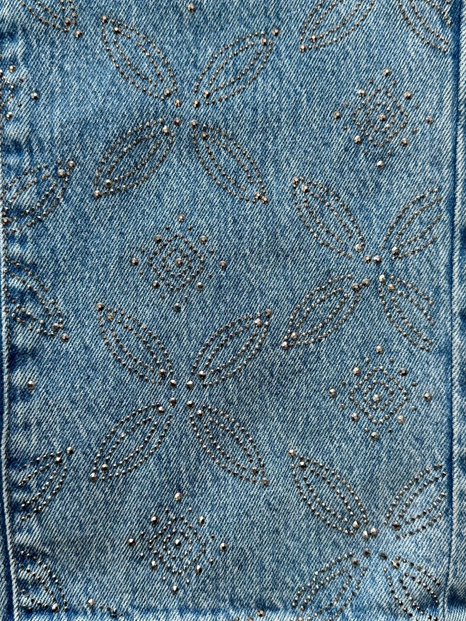 Ladies’ Straight-Fit Denim – Fully Embellished with black Rhinestones