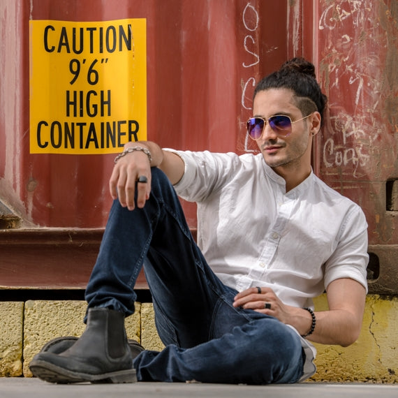 Mens Slim Fit blue wash jeans