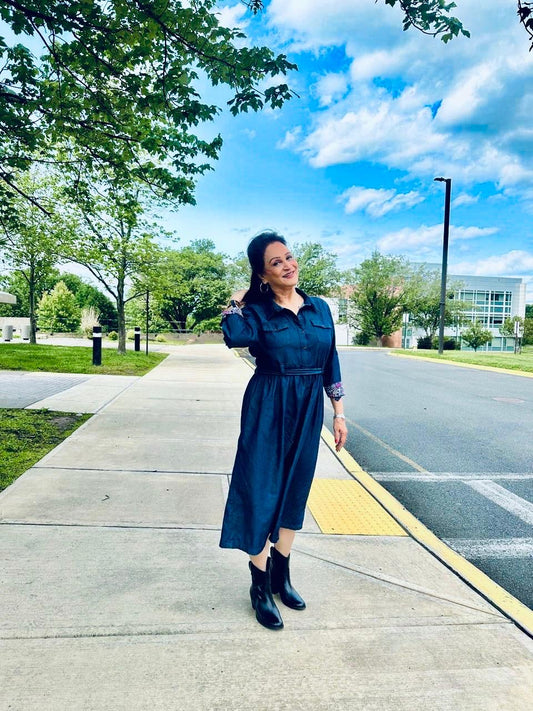 Ladies Denim Chambray long dress