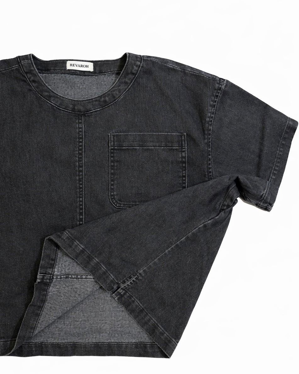 Ladies Knit Denim T-shirt ( Black )