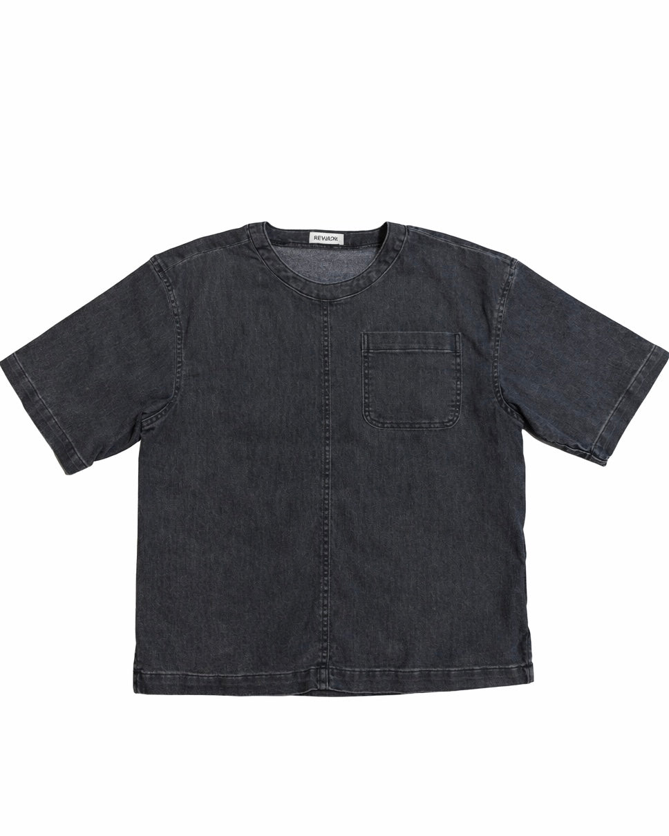 Ladies Knit Denim T-shirt ( Black )