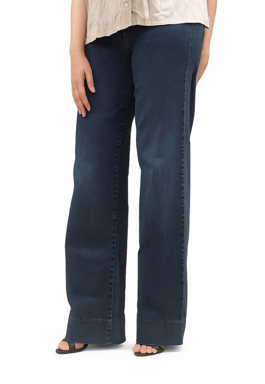 Ladies Dark Wash Wide Leg Jeans
