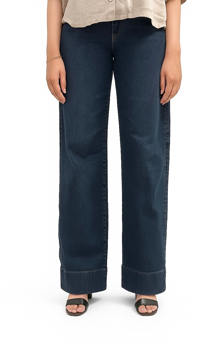 Ladies Dark Wash Wide Leg Jeans
