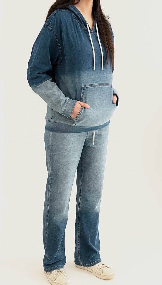 Denim Hoodie Set