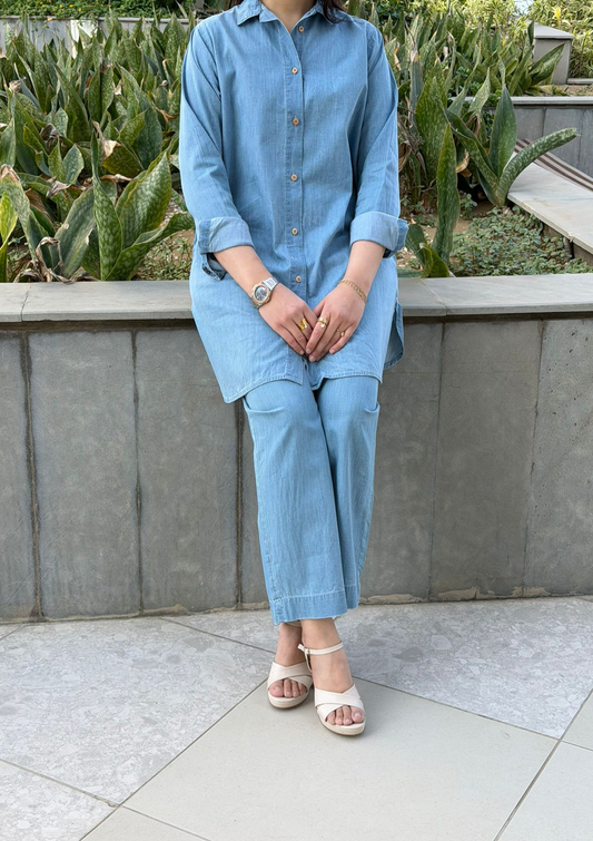 Ladies Lightweight Co-Ord Set ( Light Blue )