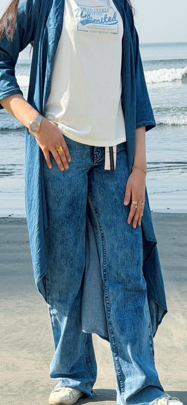 Ladies Wide leg jeans ( Acid Wash )