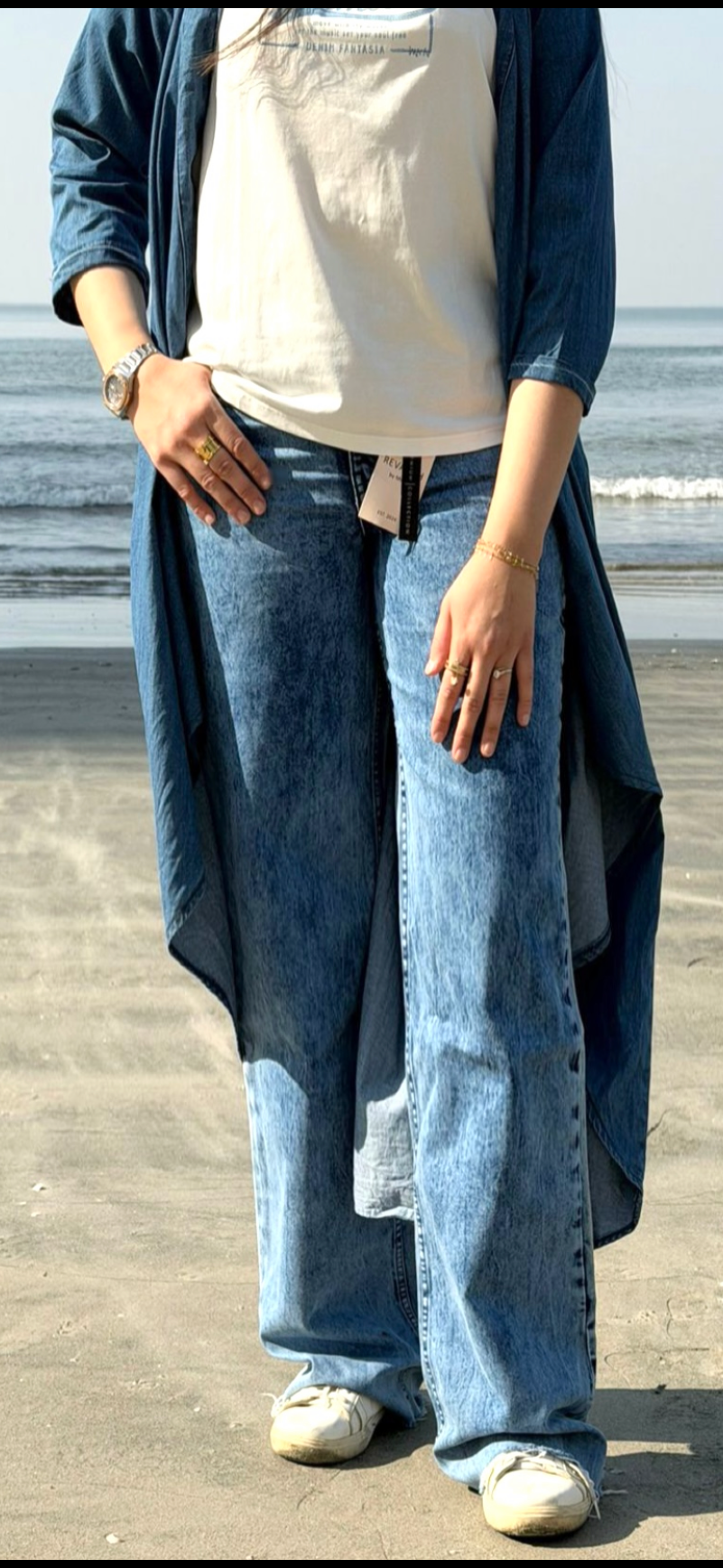 Ladies Wide leg jeans ( Acid Wash )