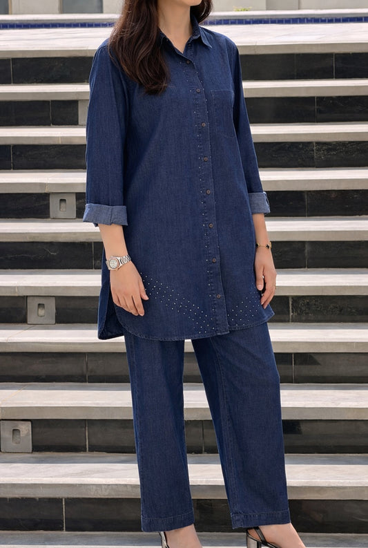 Ladies Lightweight Co-ord Set (Dark Blue)