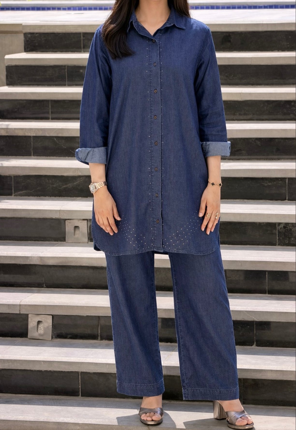 Ladies Lightweight Co-ord Set (Dark Blue)
