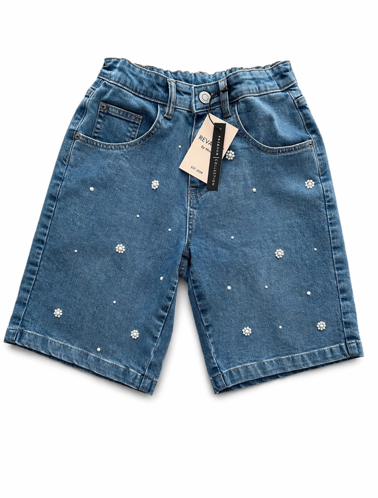 Girls Denim Shorts with Pearls