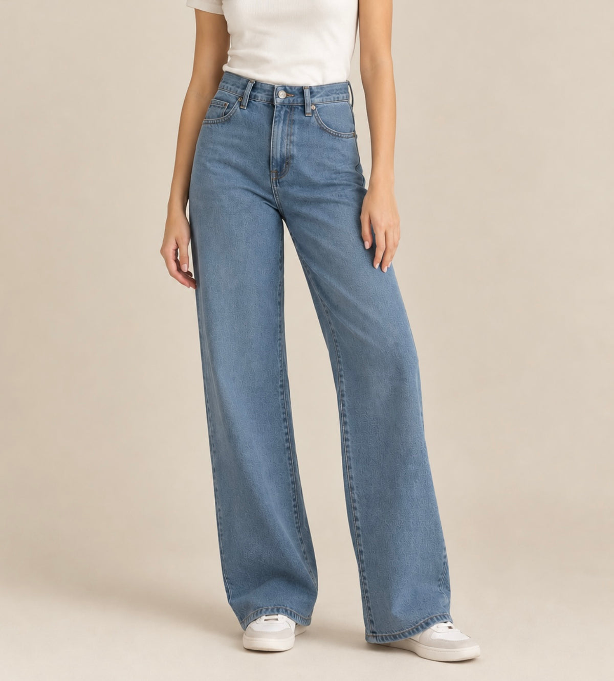 Ladies Light Blue Wide Leg