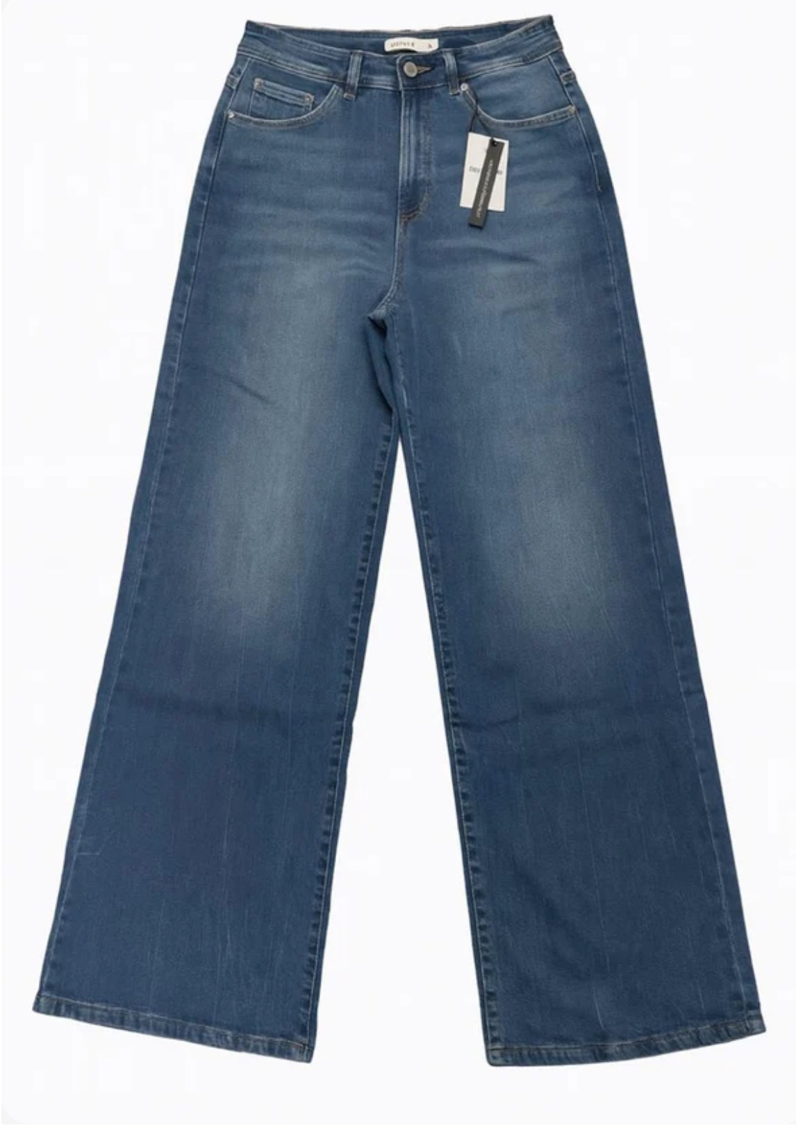 Ladies Knit Denim Wide leg Jean ( Light wash )