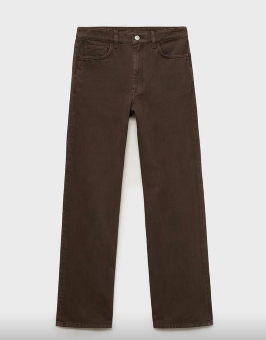 Ladies Chocolate Brown Straight Fit Jeans