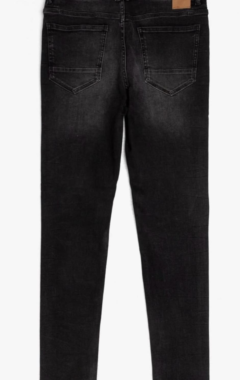 Men's Skinny Fit Jeans – Black Wash with blasting effect