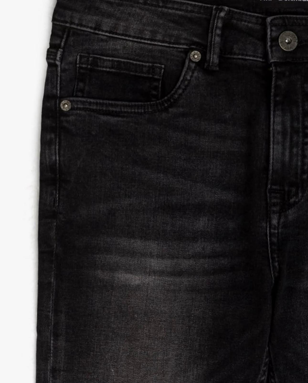 Men's Skinny Fit Jeans – Black Wash with blasting effect