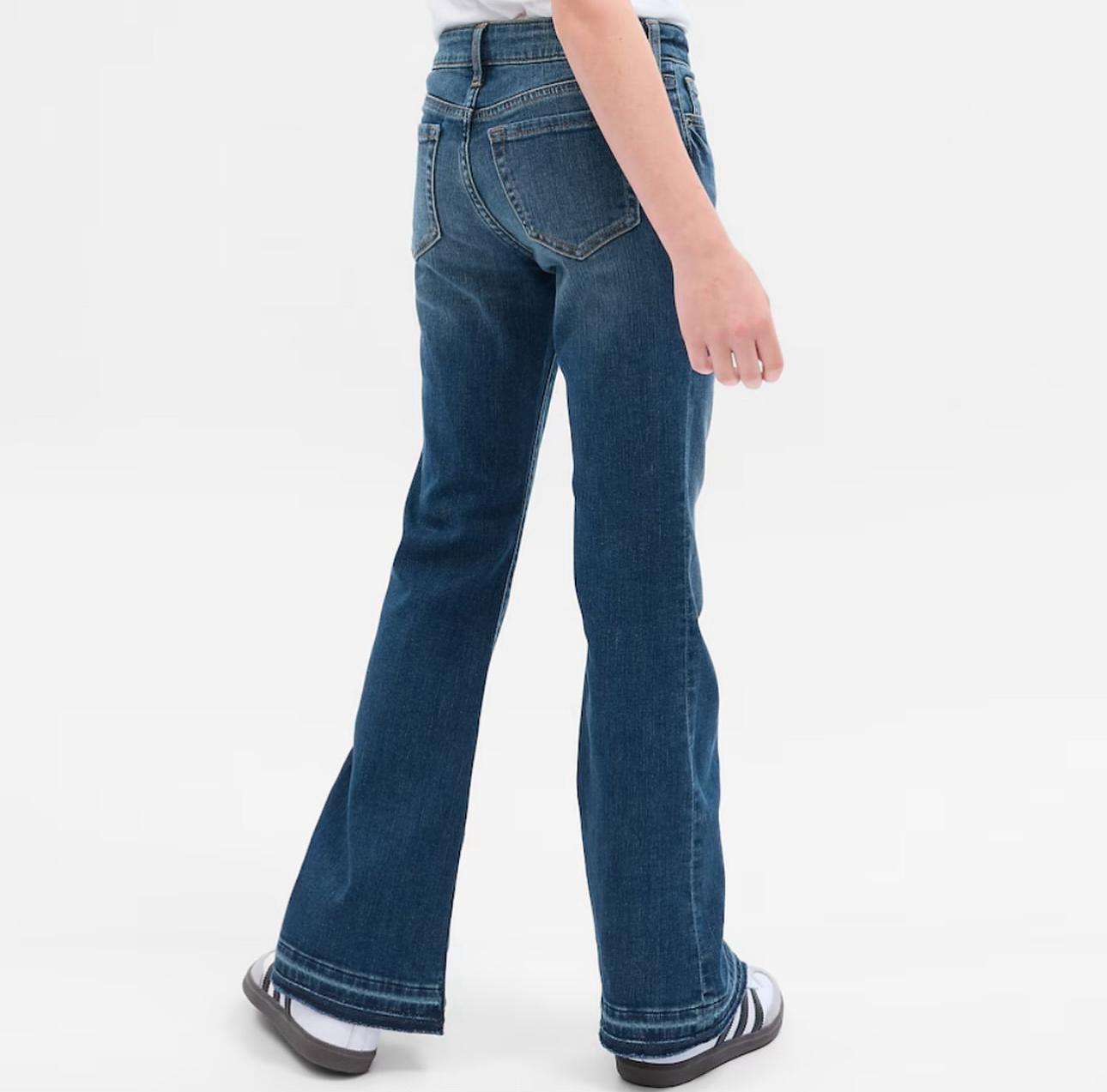 Kids Girls Low-Rise Flare Jeans – Dark Wash