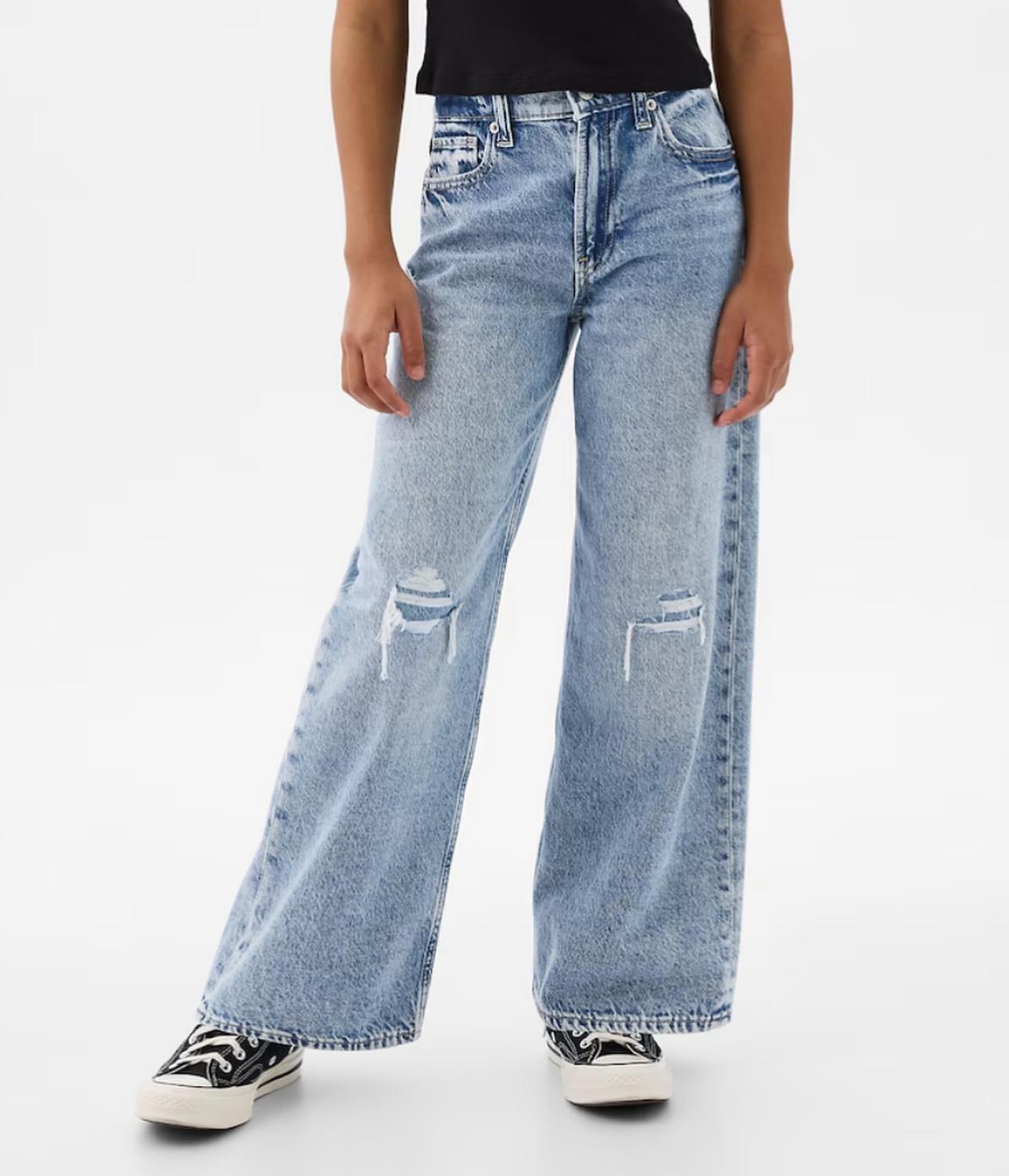 Kids Girls Low-Rise Wide-Leg Jeans