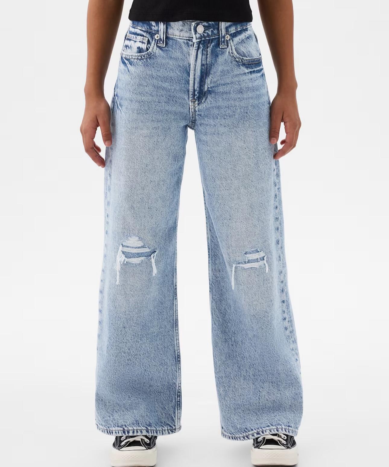 Kids Girls Low-Rise Wide-Leg Jeans