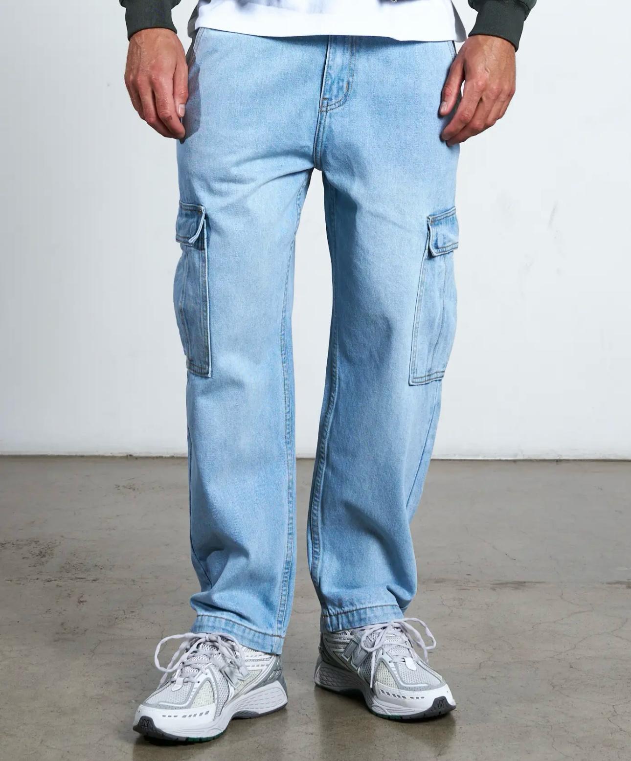 Men’s Light Blue Stretch Cargo Jeans