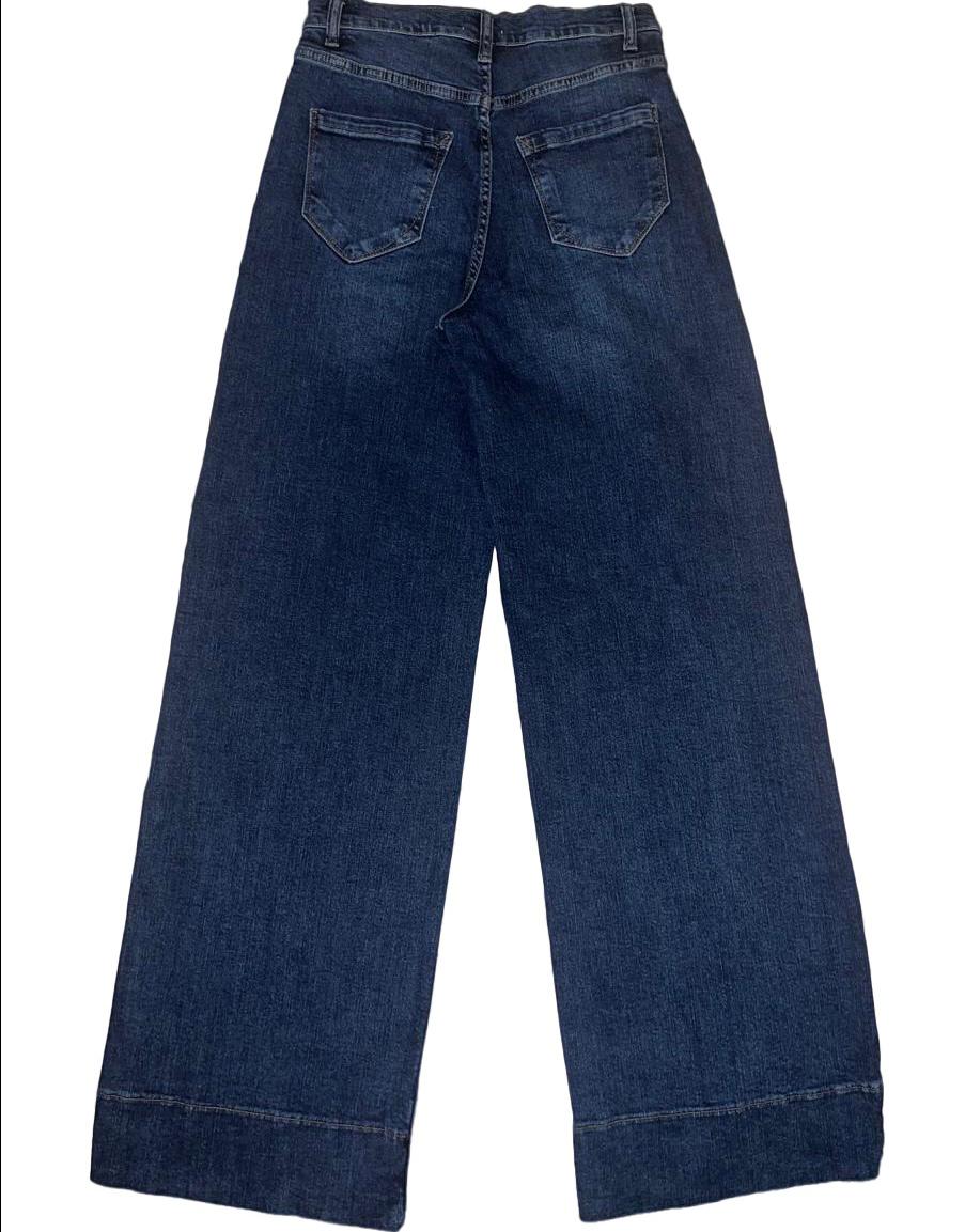 Ladies Dark Wash Wide Leg Jeans