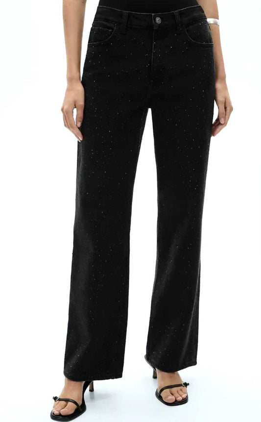 Black Overall Stones Straight Fit Pant