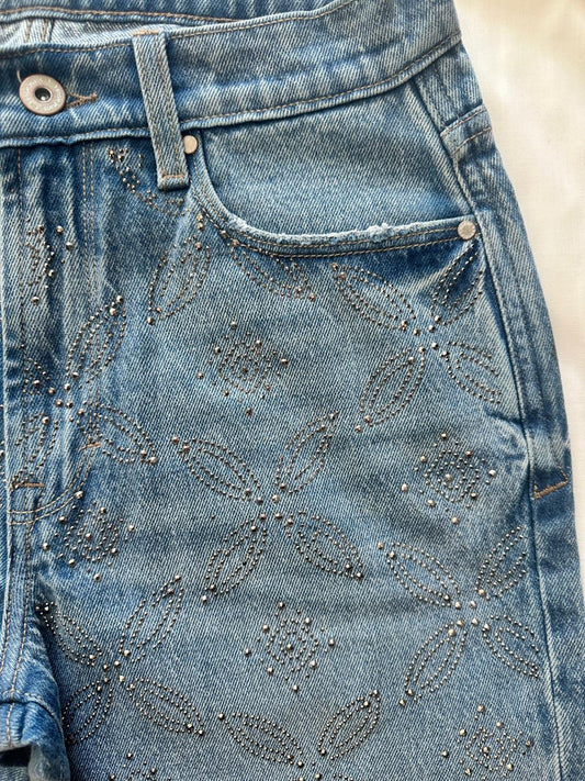 Ladies’ Straight-Fit Denim – Fully Embellished with black Rhinestones
