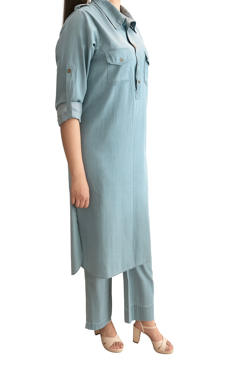 Ladies Light Weight Co-Ord Set – Sky Blue