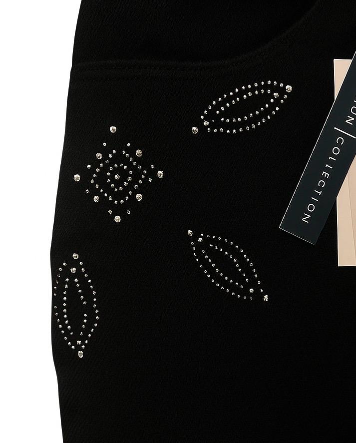 Revaroh Women’s Black Straight Fit Stretch Pants with Embellishments