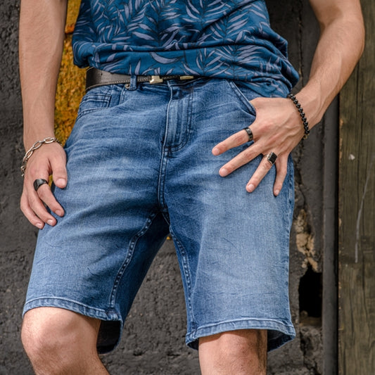 Men's Shorts with Medium Blue Wash